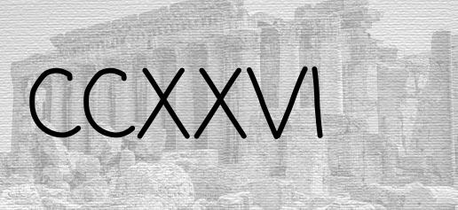 The Roman numeral 226